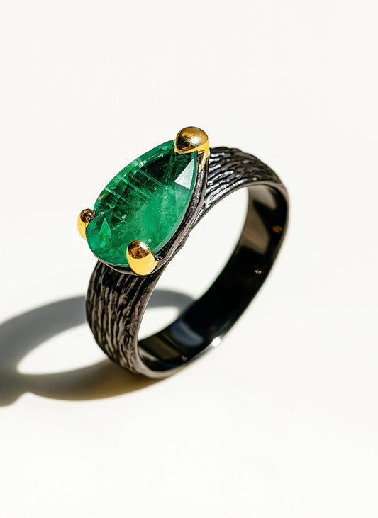 925 sterling silver green kyanite branch ring