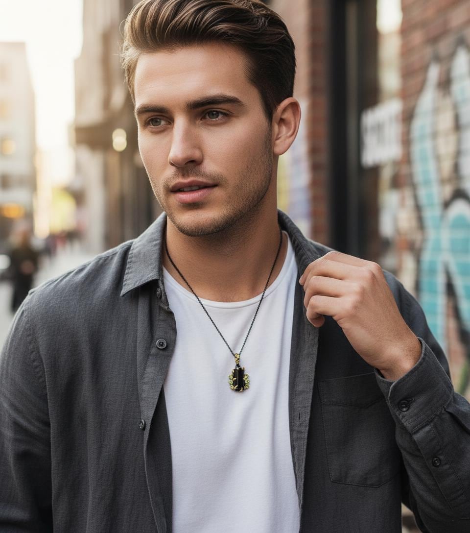 925 Sterling Silver Raw Black Tourmaline Chunky Necklace