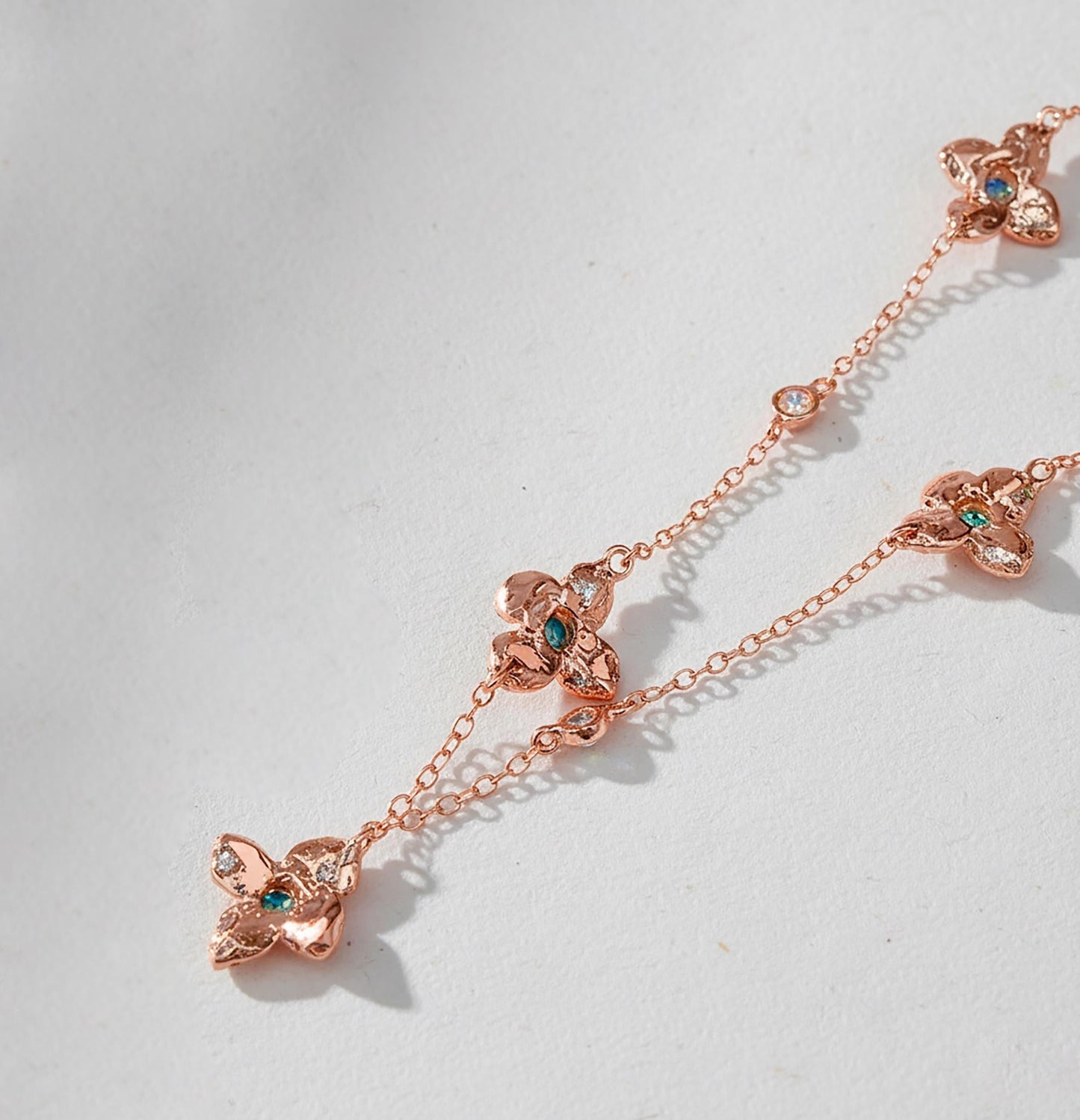 925 sterling silver rainbow opal flower necklace