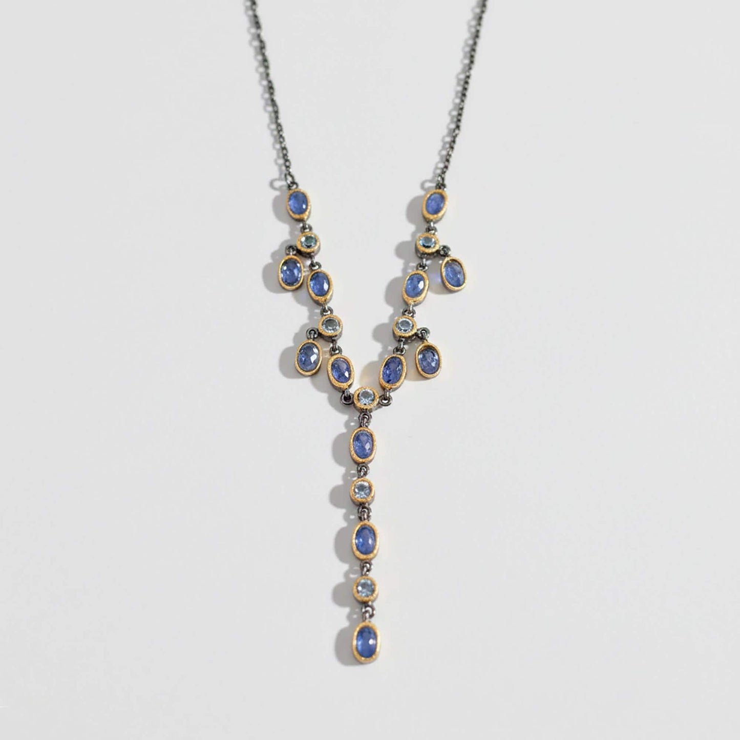 925 sterling silver blue tanzanite Y necklace
