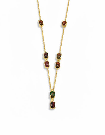 925 Sterling Silver Black Opal Y Necklace