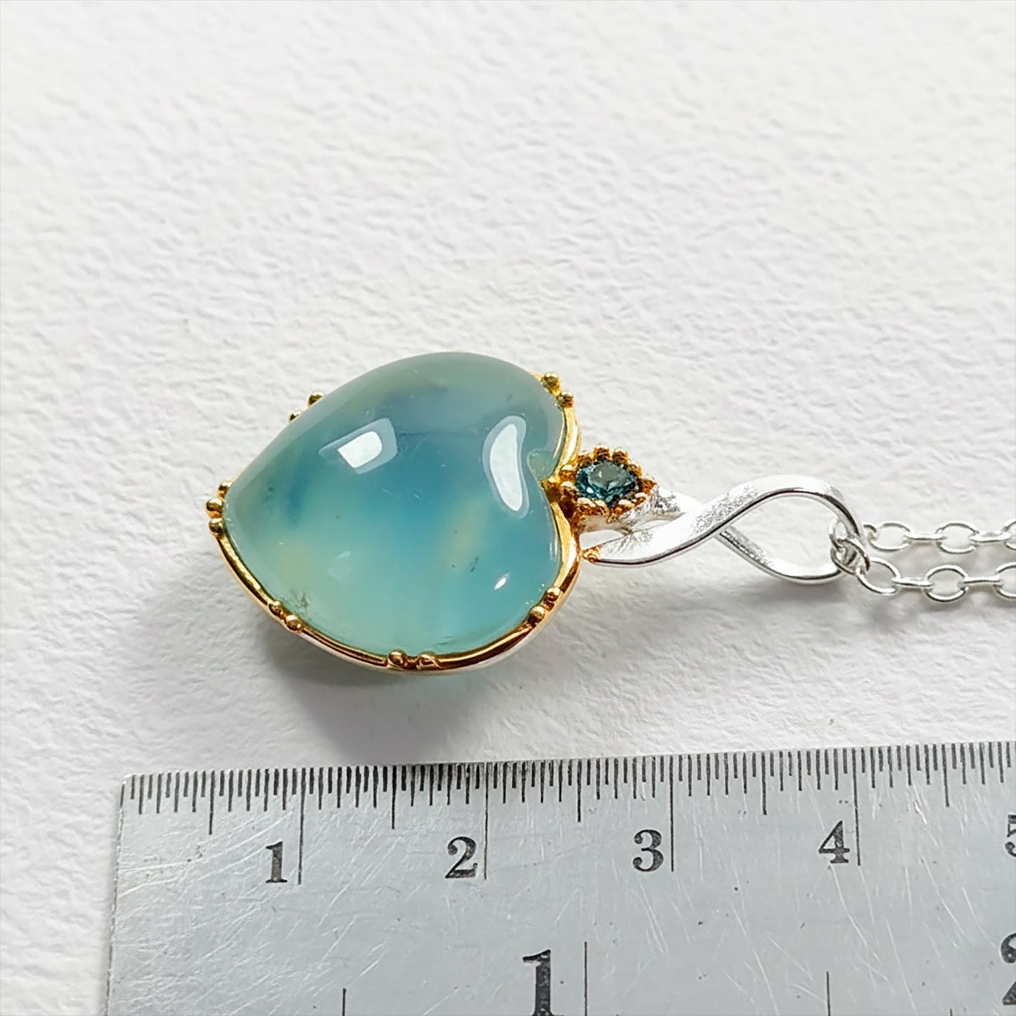 925 Sterling Silver Blue Aquamarine Heart Necklace