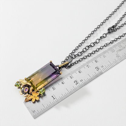 925 Sterling Silver Bi-Color Ametrine Necklace
