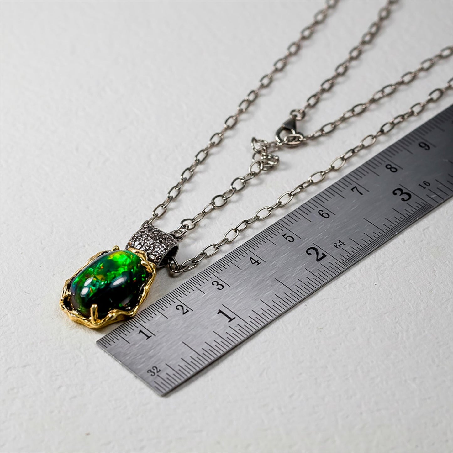 925 Sterling Silver Black Opal Textured Necklace