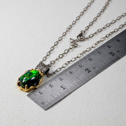 925 Sterling Silver Black Opal Textured Necklace