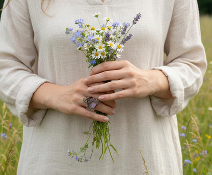 925 Sterling Silver Ametrine Leaf Ring