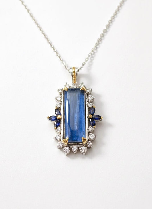 925 Sterling Silver Blue Labradorite Mixed Metal Necklace