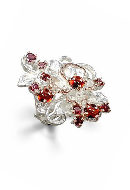 925 Sterling Silver Red Garnet Birth Flower Ring