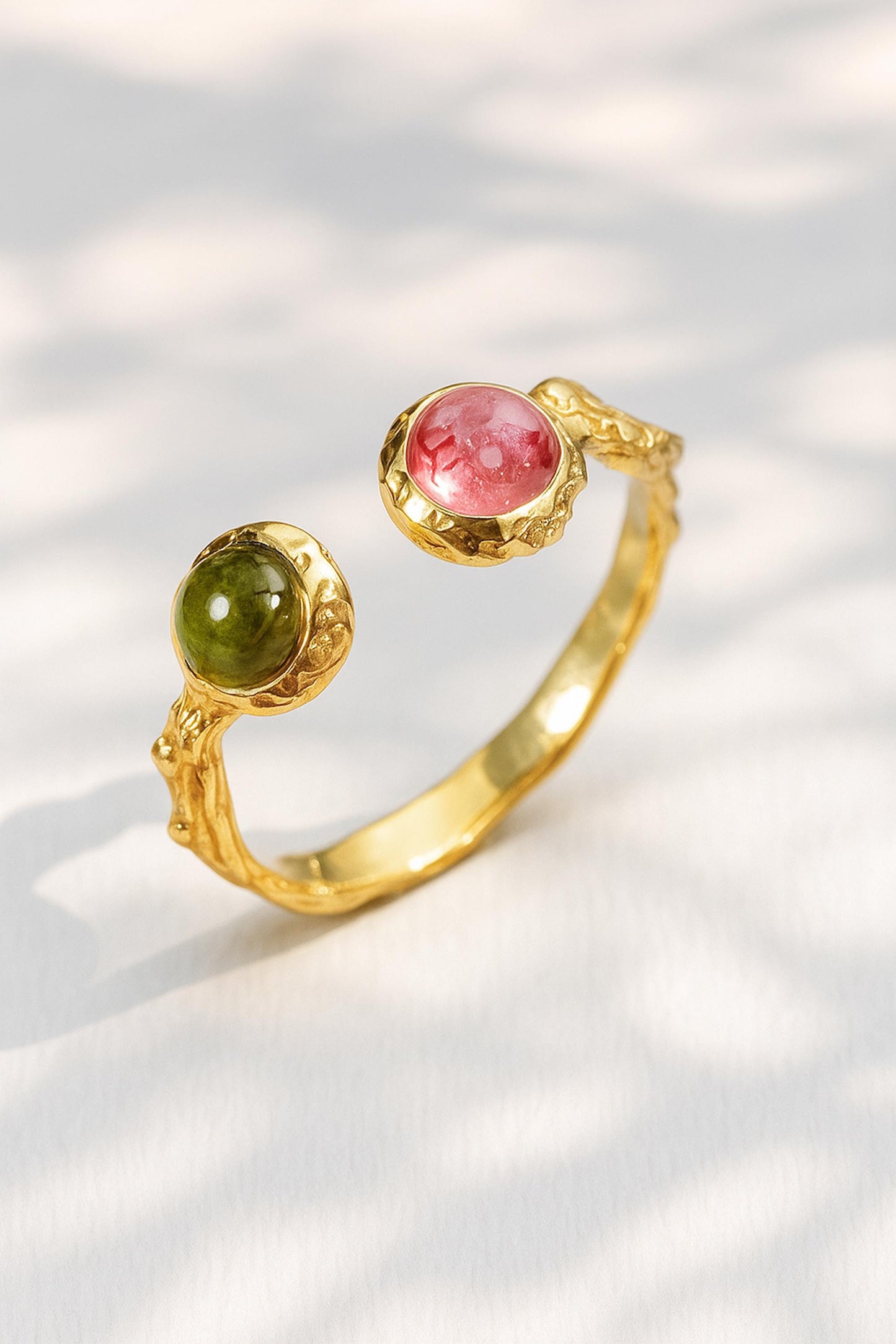 925 Sterling Silver Pink Green Tourmaline Ring