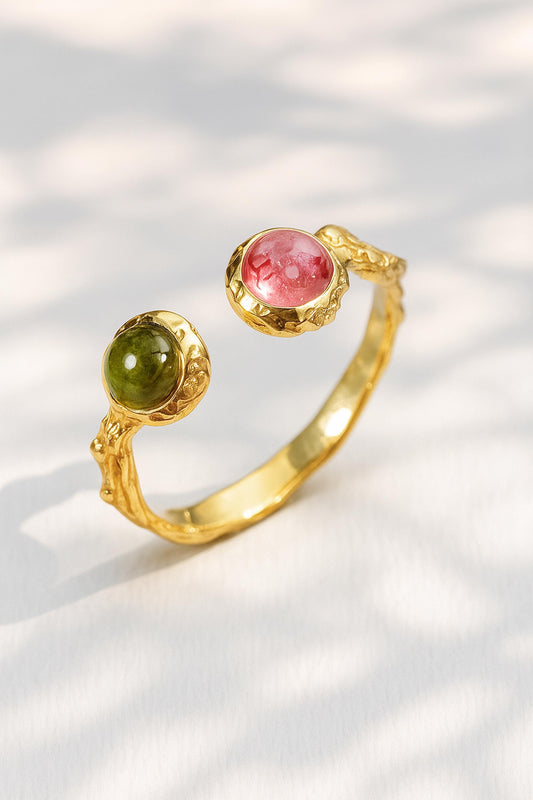 925 Sterling Silver Pink Green Tourmaline Ring