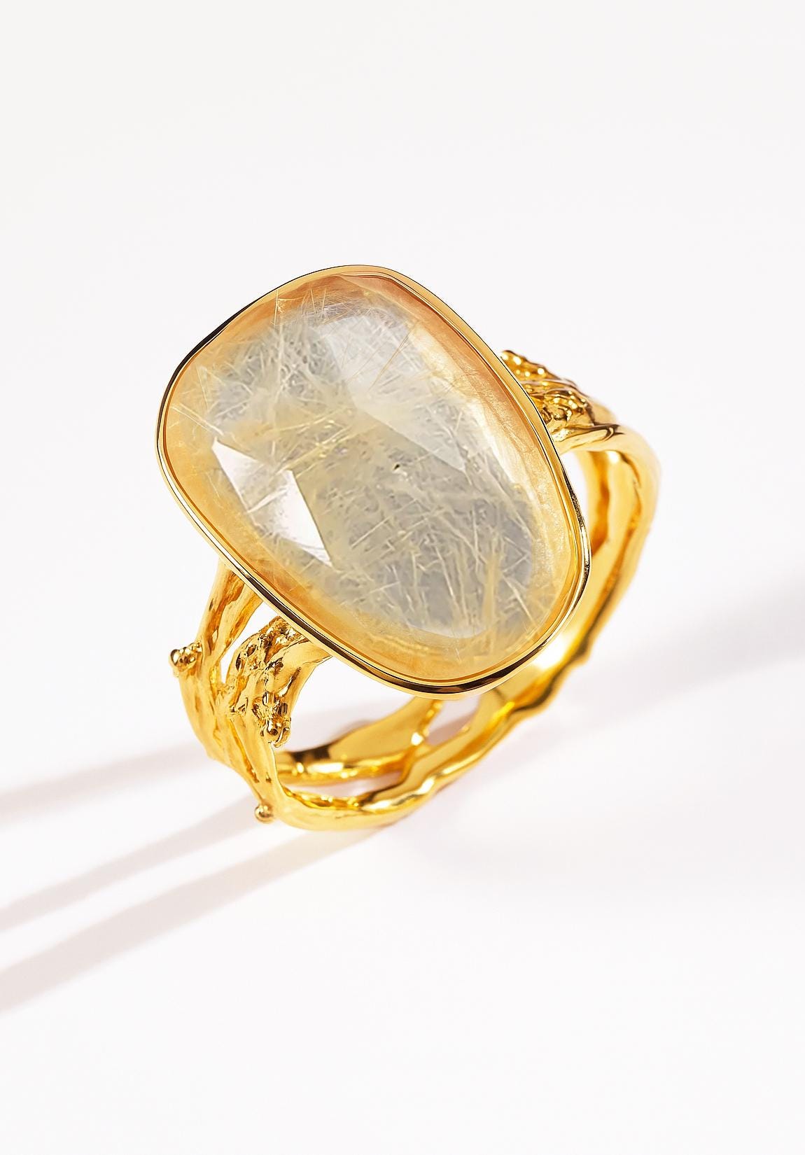 925 sterling silver rutilated quartz branch ring
