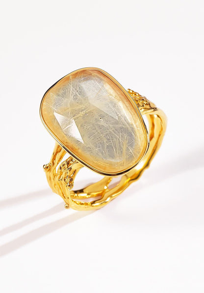 925 sterling silver rutilated quartz branch ring