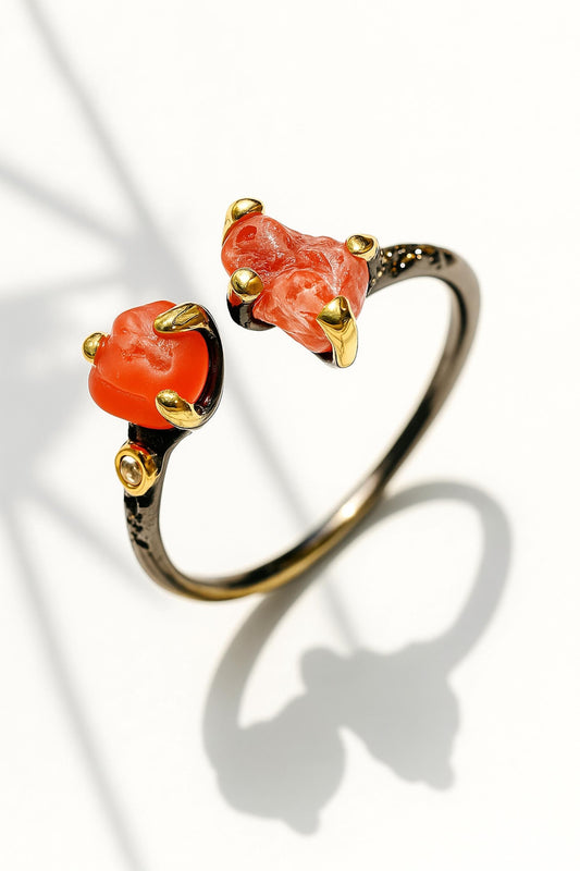 925 sterling silver red spinel mixed metal ring