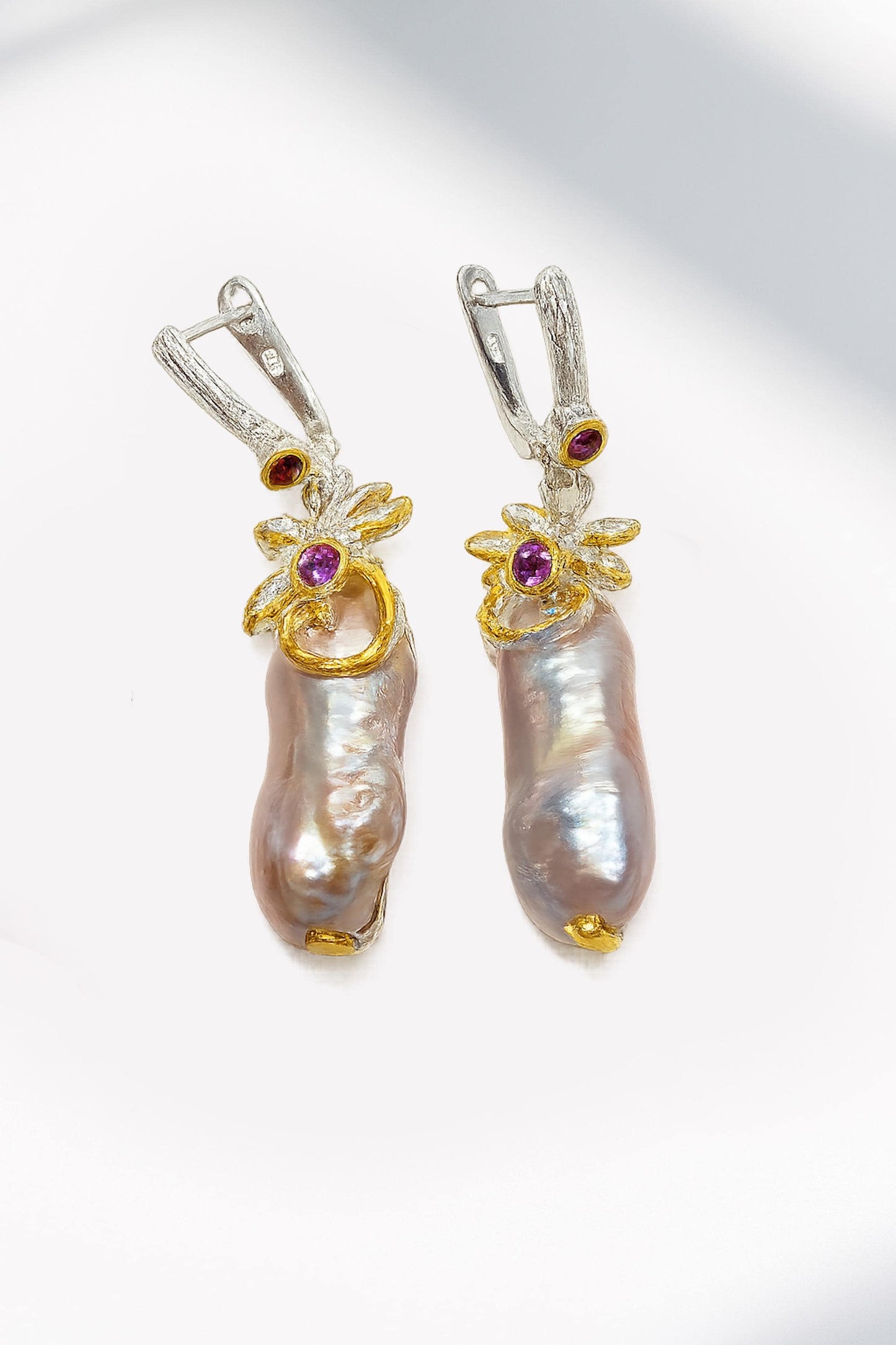 925 sterling silver baroque pearl large earrings