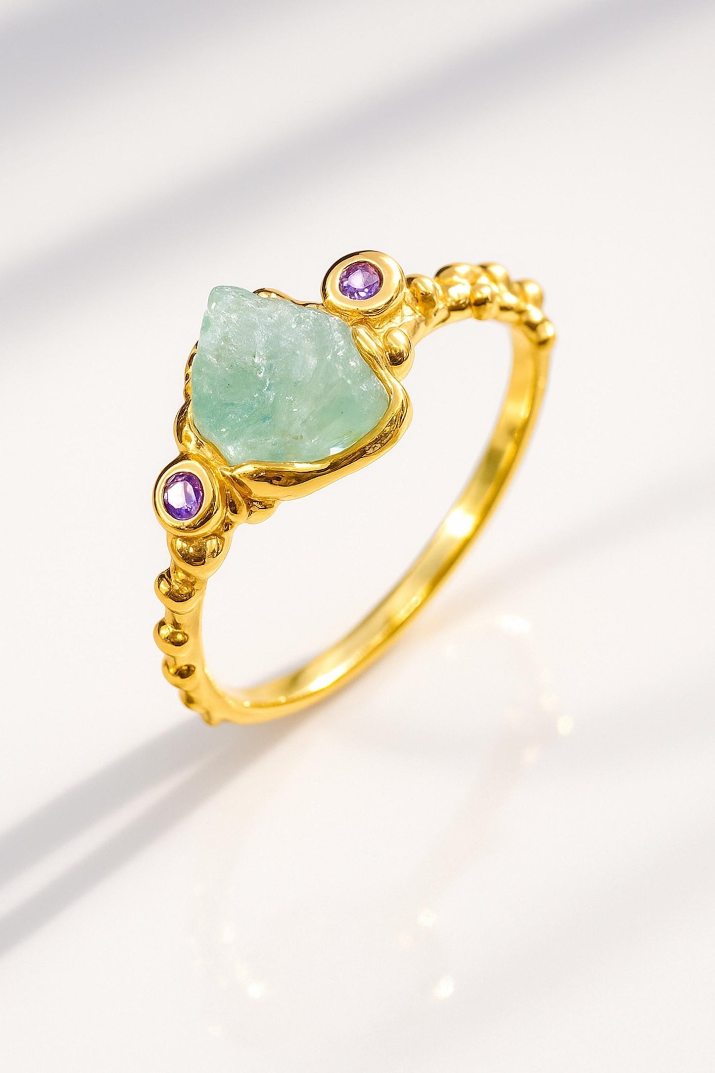 925 Sterling Silver Raw Blue Apatite Dainty Ring