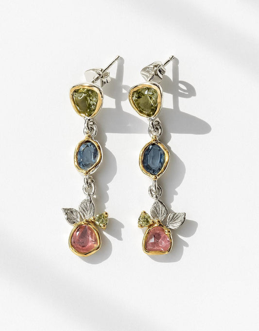 925 Sterling Silver Raw Gemstone Earrings