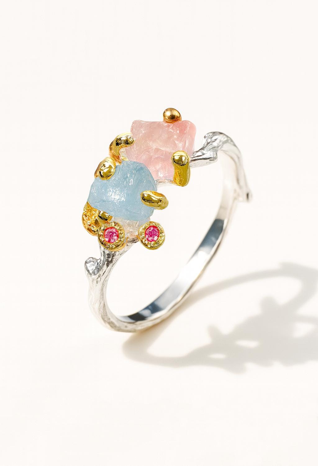 925 Sterling Silver Custom Raw Gemstone Mothers Ring