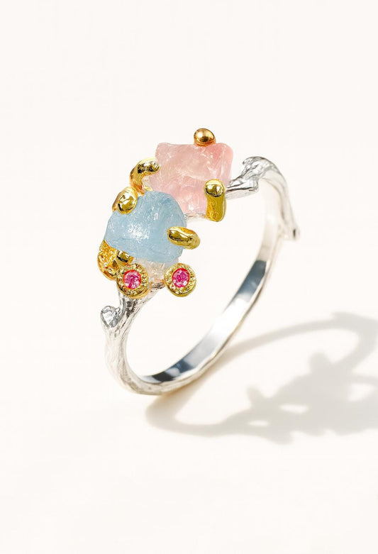 925 Sterling Silver Custom Raw Gemstone Mothers Ring