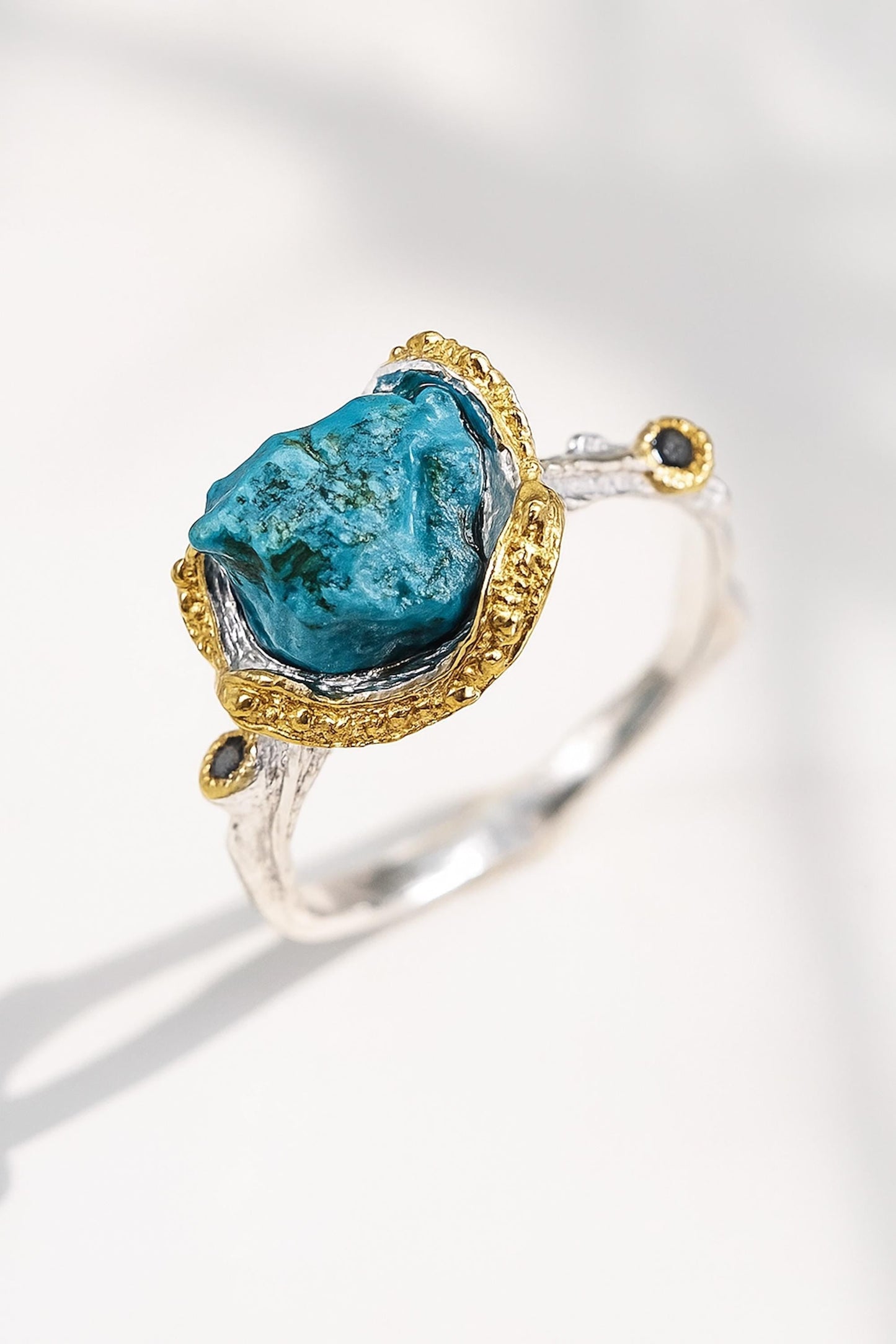 925 Sterling Silver Raw Blue Turquoise Ring
