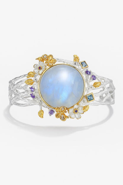 925 Sterling Silver Moonstone Cuff Bracelet