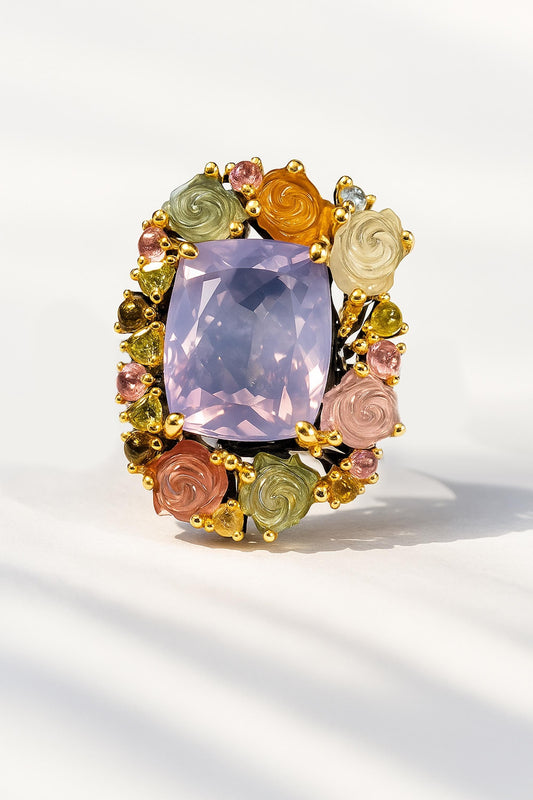 925 sterling silver lavender quartz bouquet ring