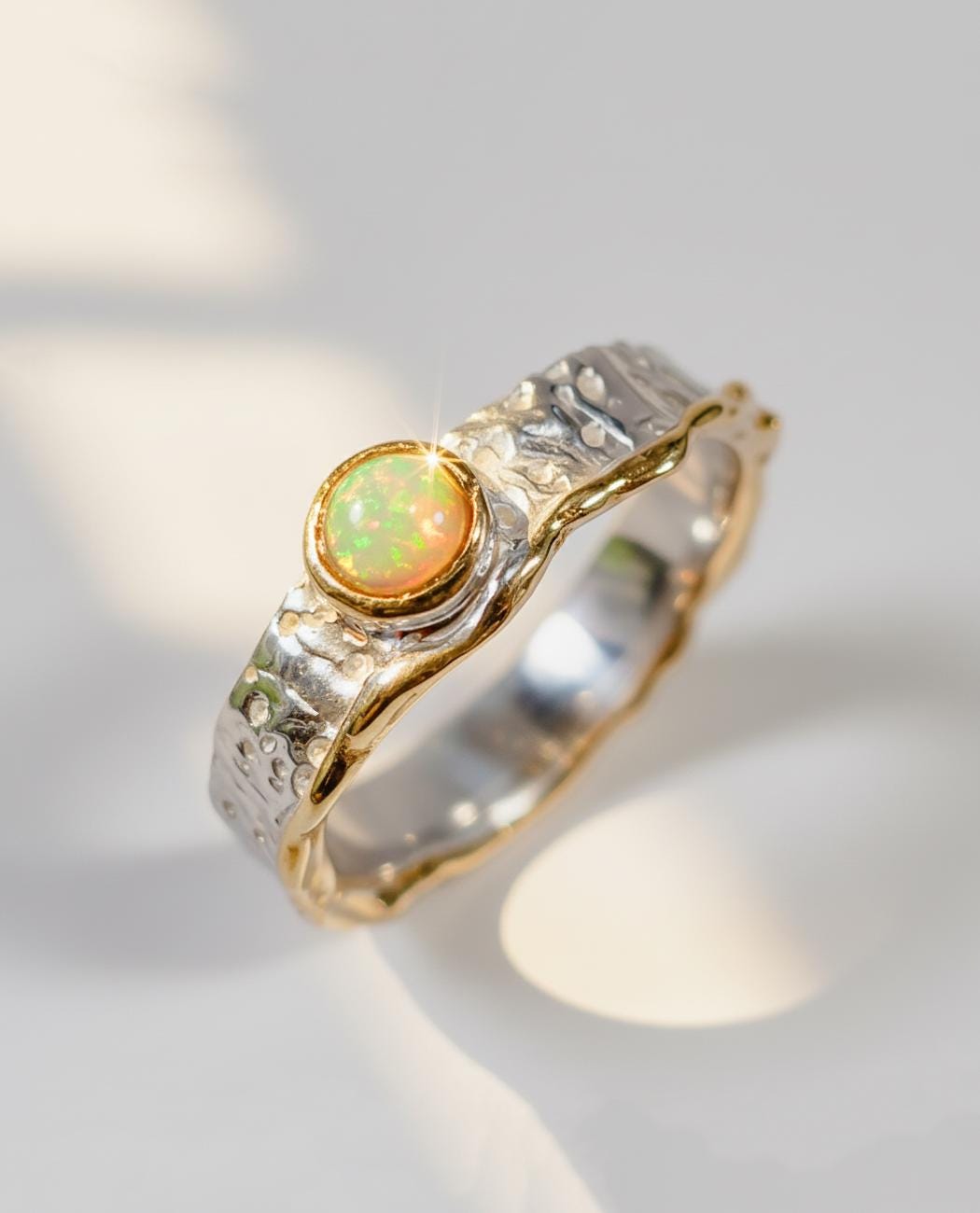 925 Sterling Silver Rainbow Opal Thumb Ring