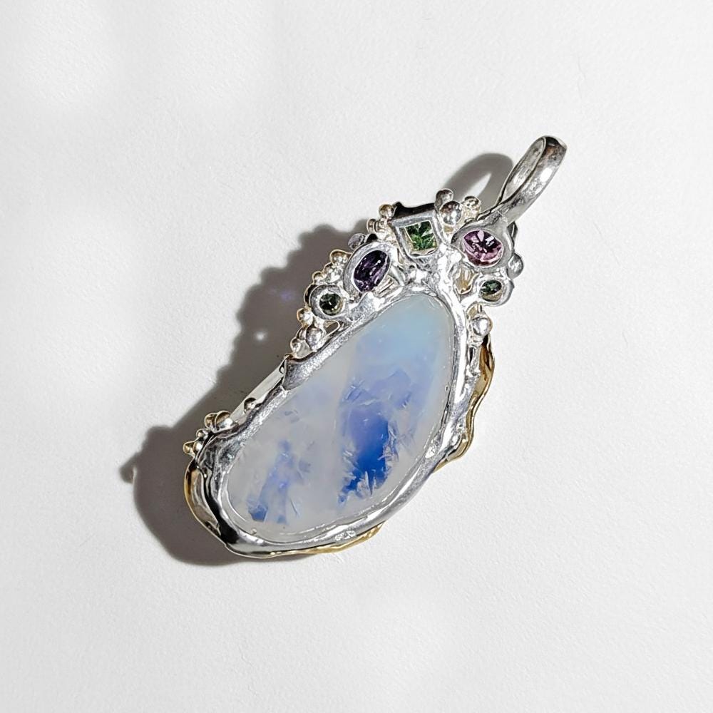 925 Sterling Silver Moonstone Pear Necklace