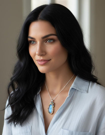 925 Sterling Silver Moonstone Pear Necklace