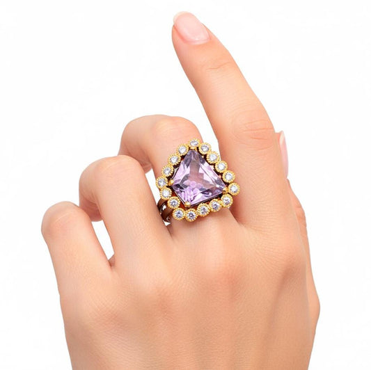 925 sterling silver purple amethyst big ring
