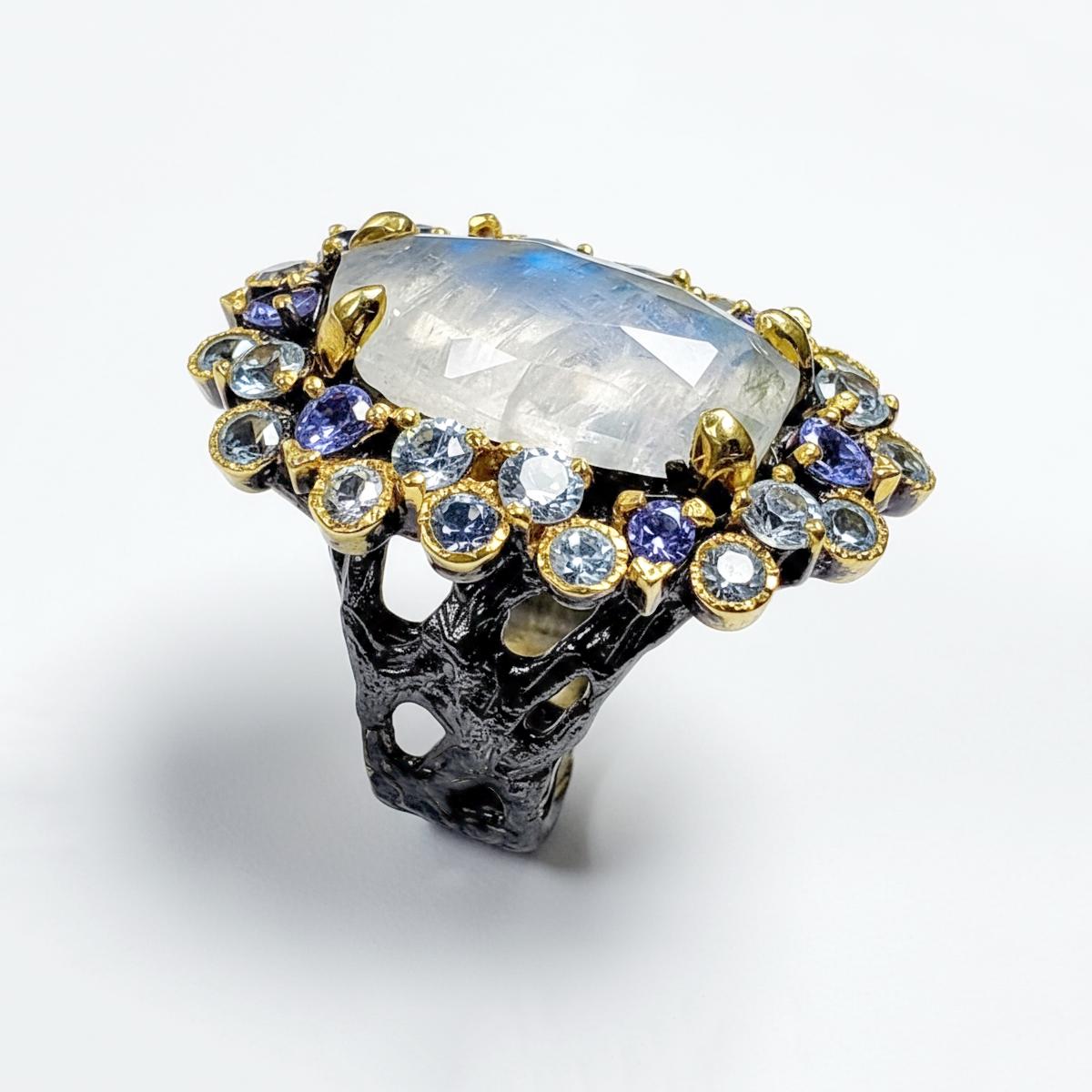 925 Sterling Silver Chunky Moonstone Ring