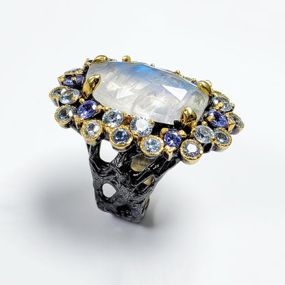 925 Sterling Silver Chunky Moonstone Ring