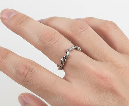925 Sterling Silver Organic Dainty Band Ring