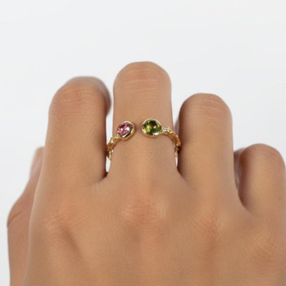 925 Sterling Silver Pink Green Tourmaline Ring