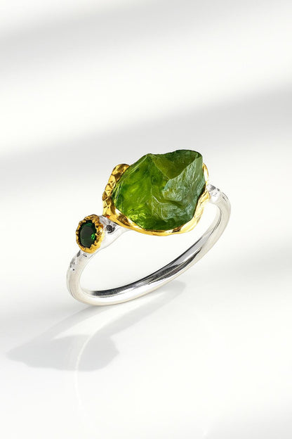 925 sterling silver green peridot dainty ring