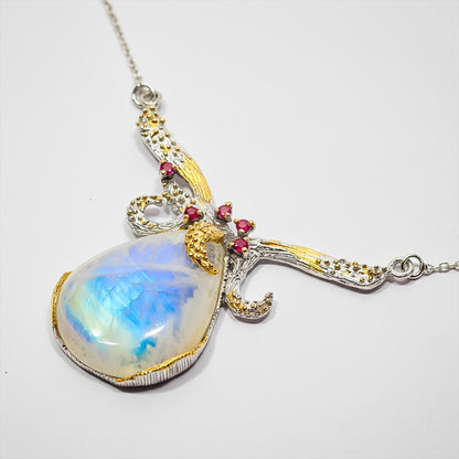 925 Sterling Silver Moonstone Octopus Necklace