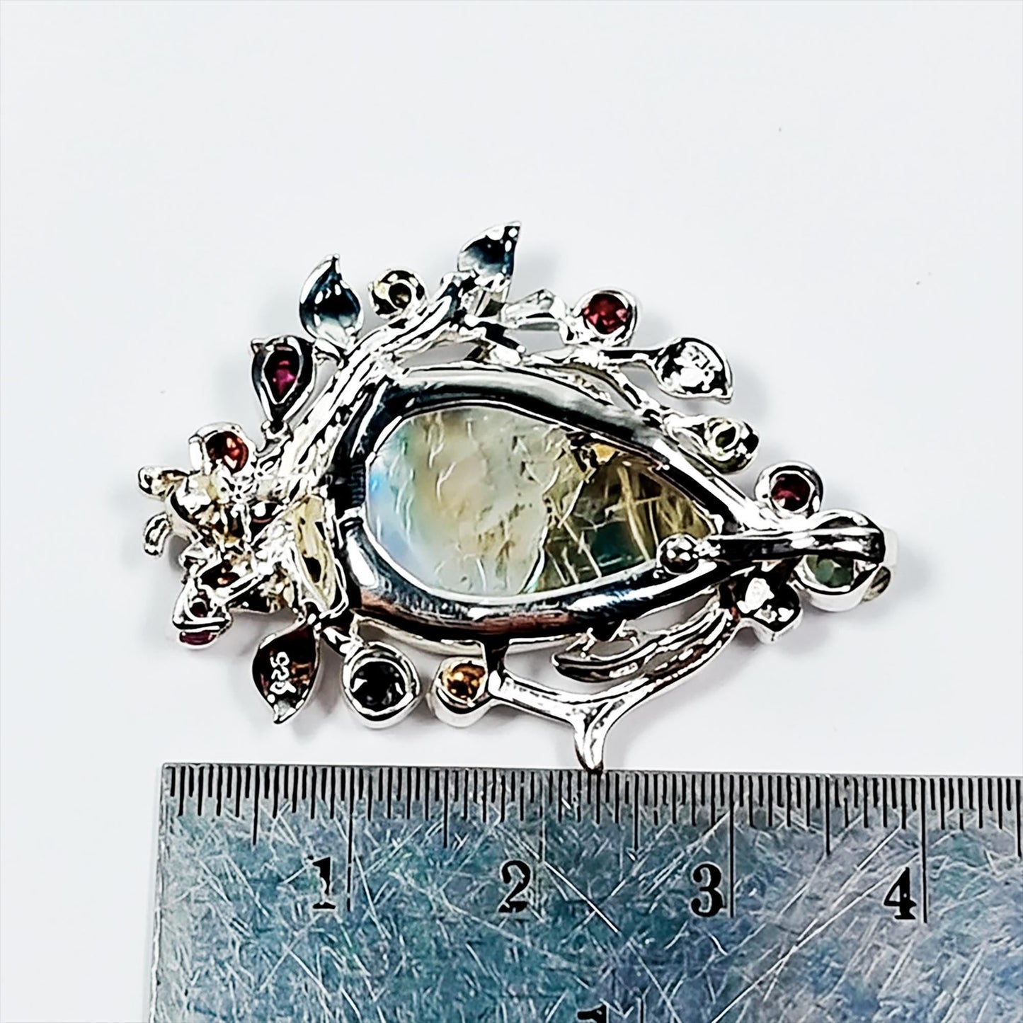 925 Sterling Silver Moonstone Floral Pendant