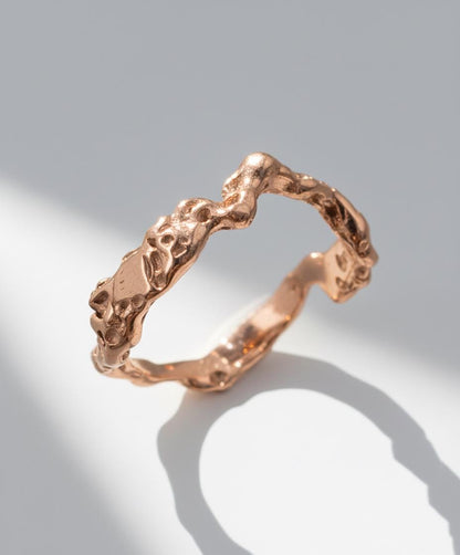 925 Sterling Silver Organic Dainty Band Ring