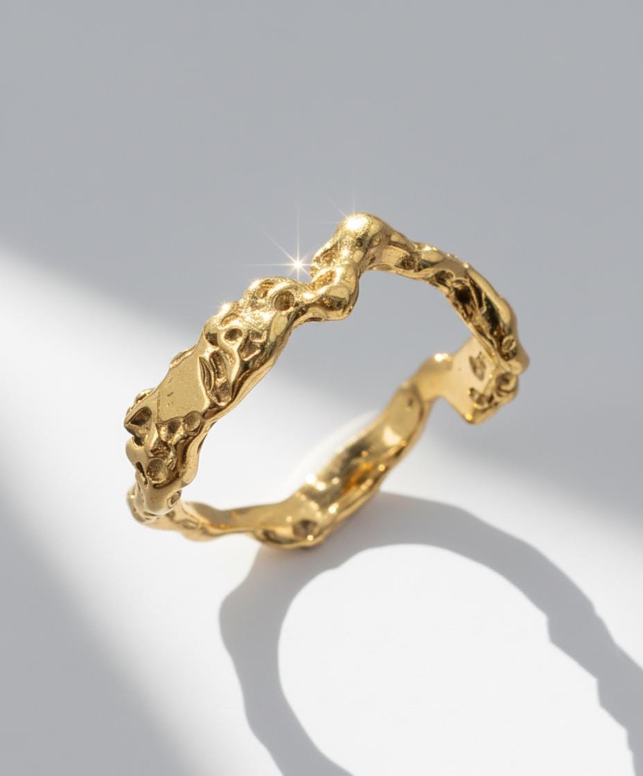 925 Sterling Silver Organic Dainty Band Ring