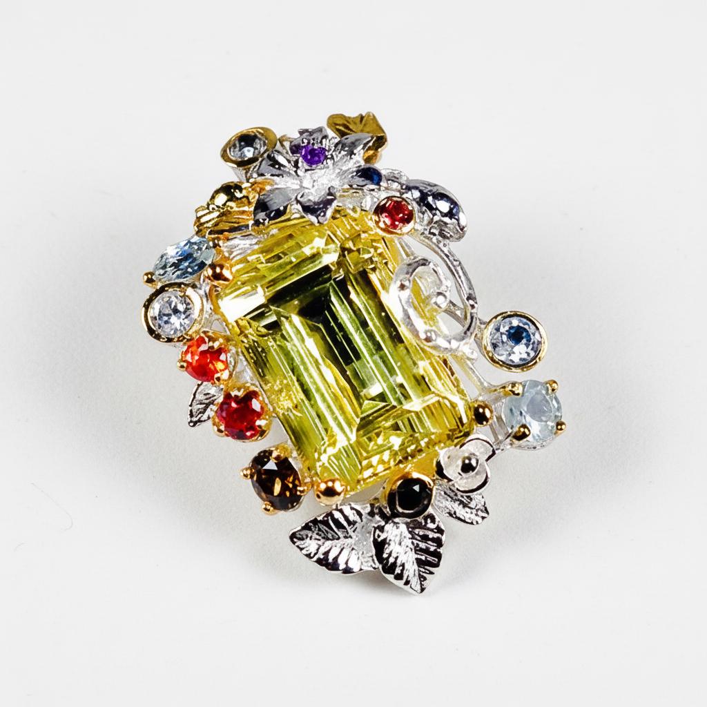 925 Sterling Silver Lemon Quartz Leaf Ring