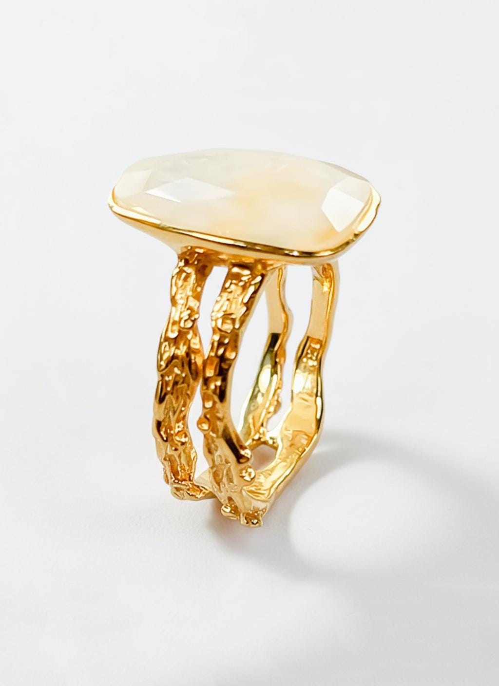 925 sterling silver rutilated quartz branch ring