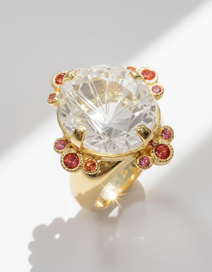 925 sterling silver white quartz herkimer ring