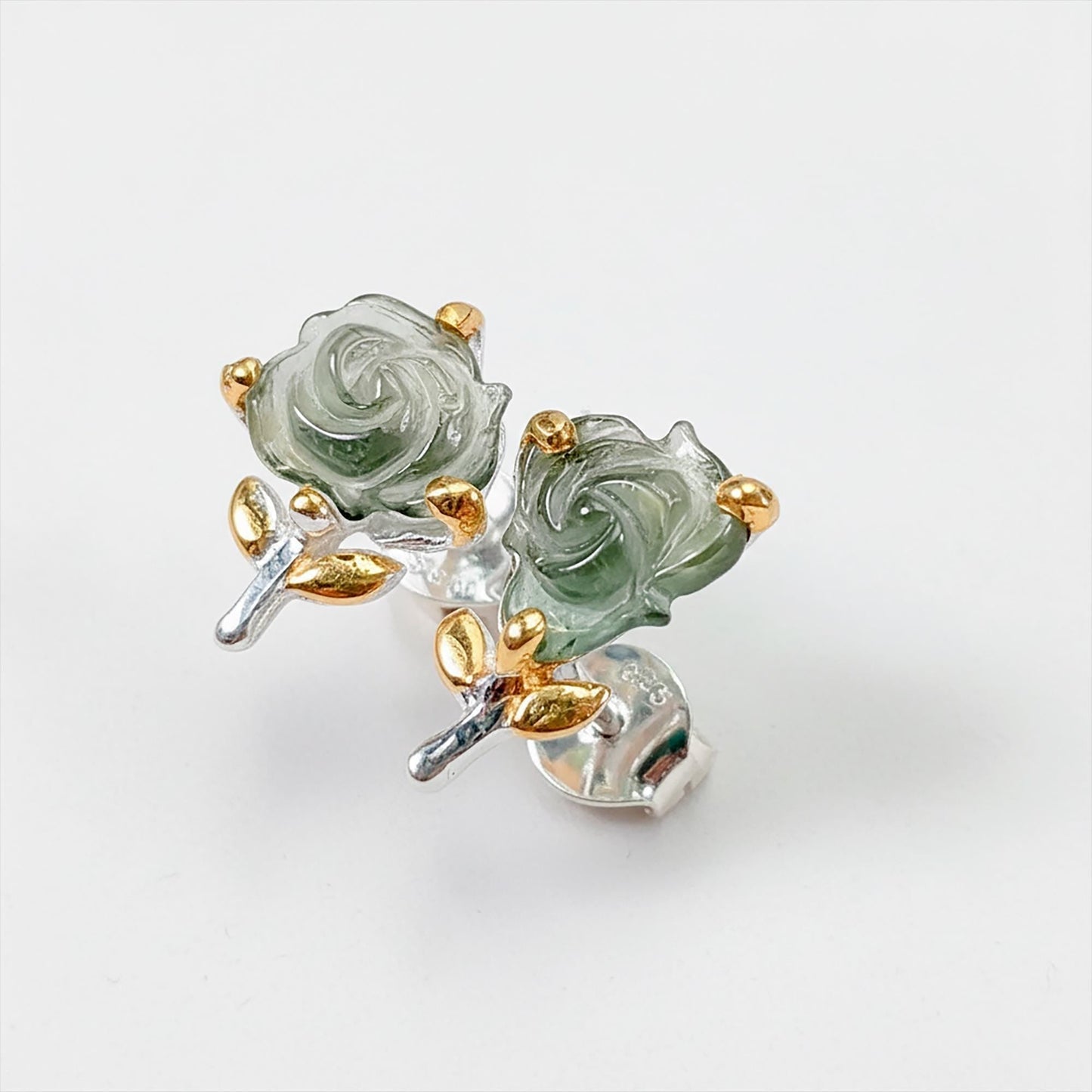 925 Sterling Silver Tourmaline Rose Stud Earrings
