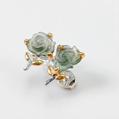 925 Sterling Silver Tourmaline Rose Stud Earrings