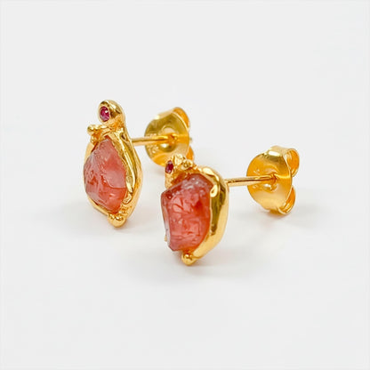 925 Sterling Silver Raw Tourmaline Stud Earrings