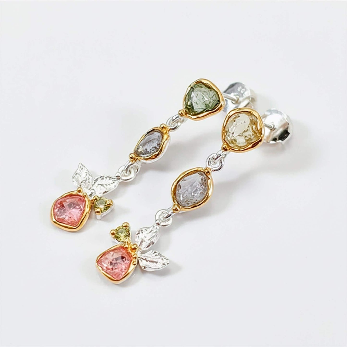 925 Sterling Silver Raw Gemstone Earrings