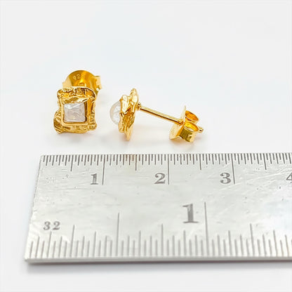 925 Sterling Silver Rainbow Moonstone Stud Earrings