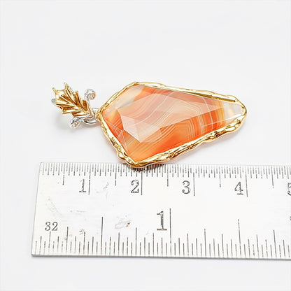 925 Sterling Silver Orange Agate Triangle Necklace