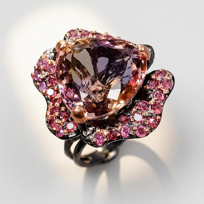 925 Sterling Silver Ametrine Chunky Floral Ring