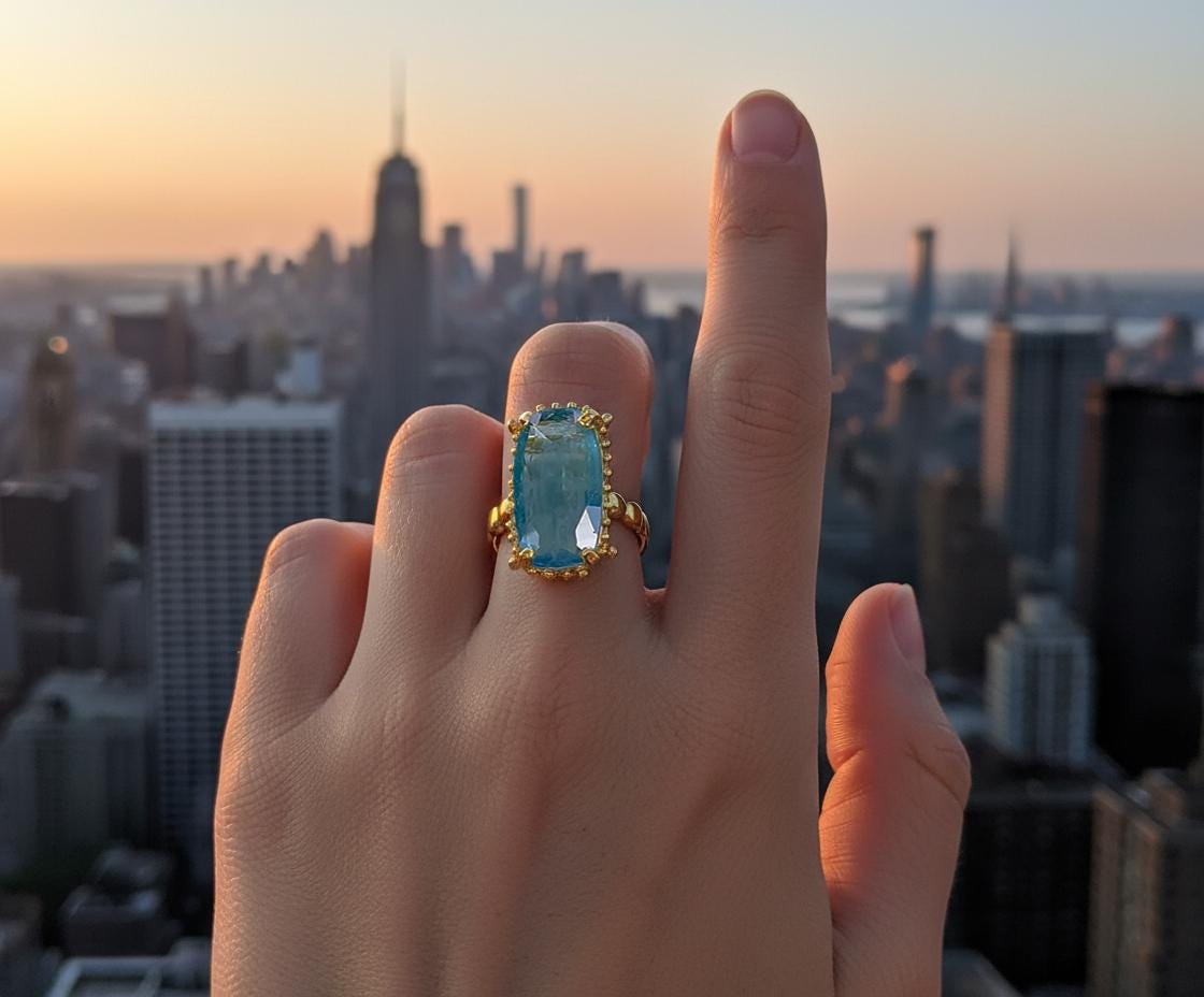 925 Sterling Silver Blue Kyanite Boho Ring