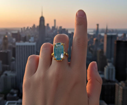 925 Sterling Silver Blue Kyanite Boho Ring